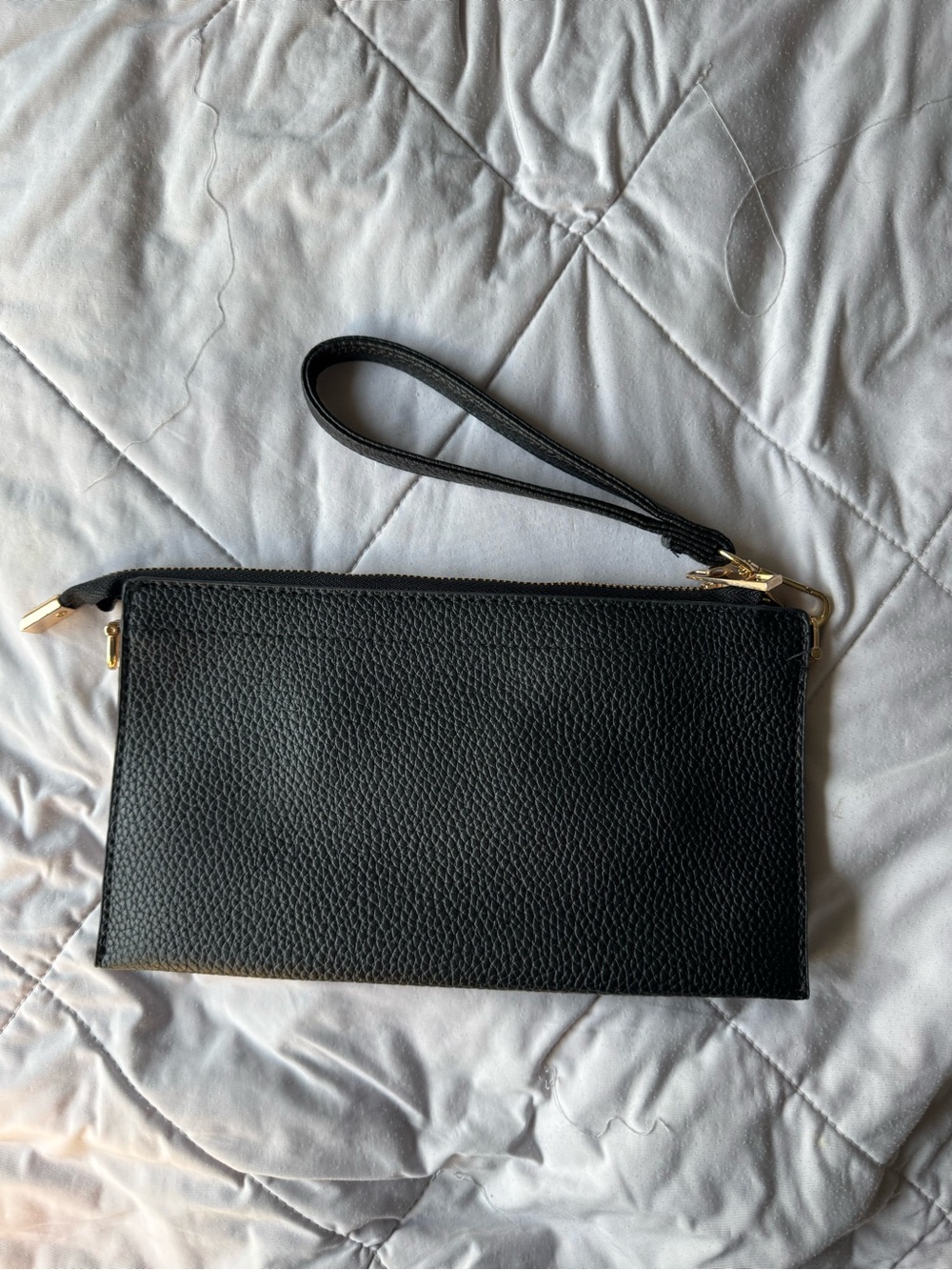 Black Pebbled Wristlet Clutch